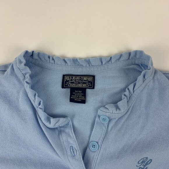 Polo Jeans Co Womens Polo Short Sleeve Button Down Blue Medium - Picture 3 of 9